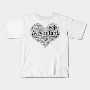 Accountant Heart made from words print Kids T-Shirt